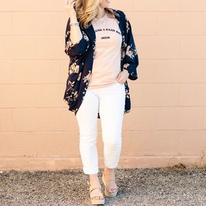 Navy Floral Kimono
